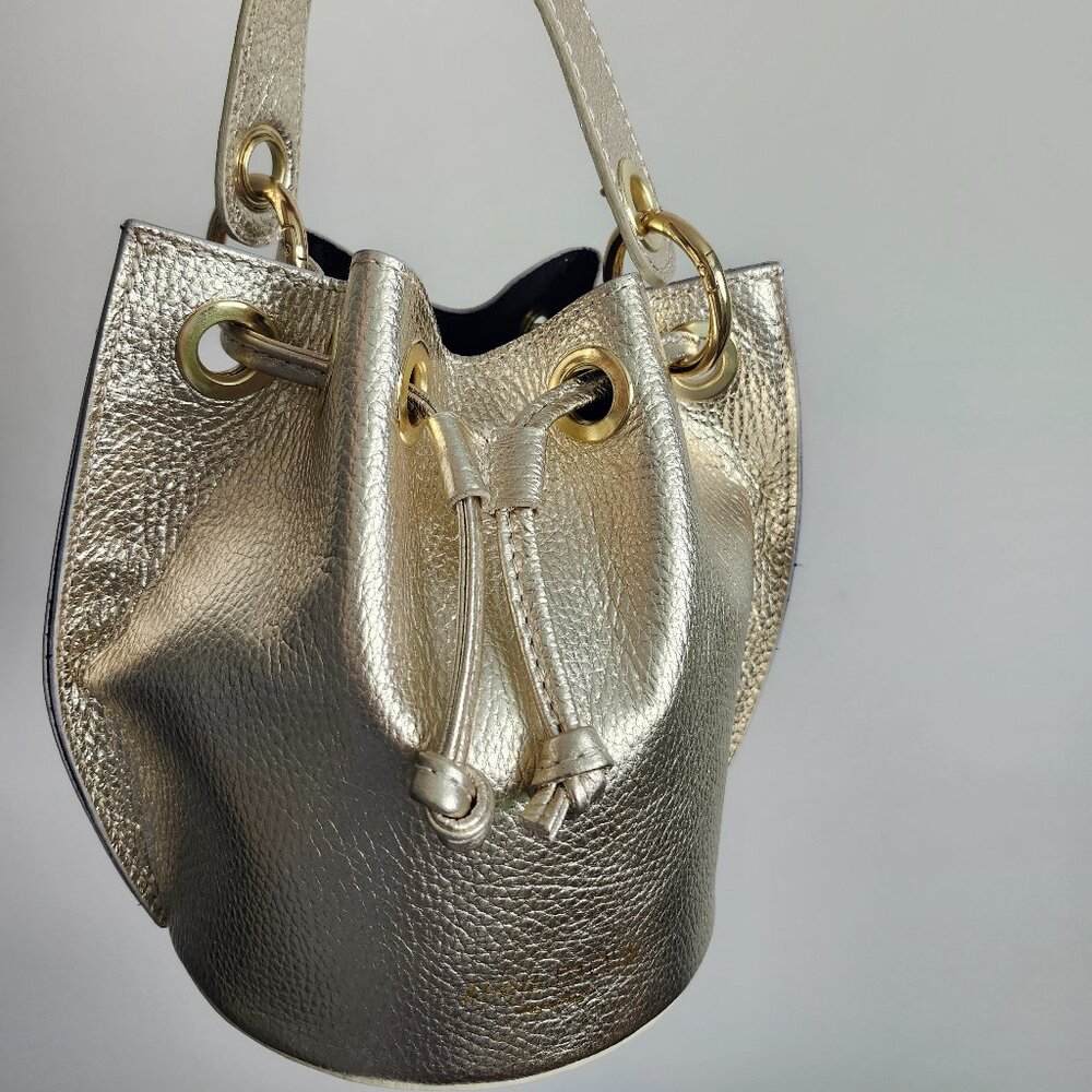Gold leather bucket bag